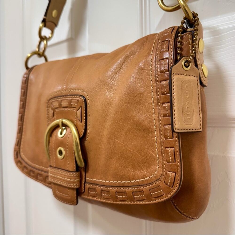 Coach Legacy Soho Buckle Flap Woven Leather Large Hobo Shoulder Bag Vintage Y2K - Picture 4 of 12